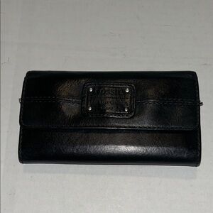 Fossil Long Live Vintage black leather checkbook wallet